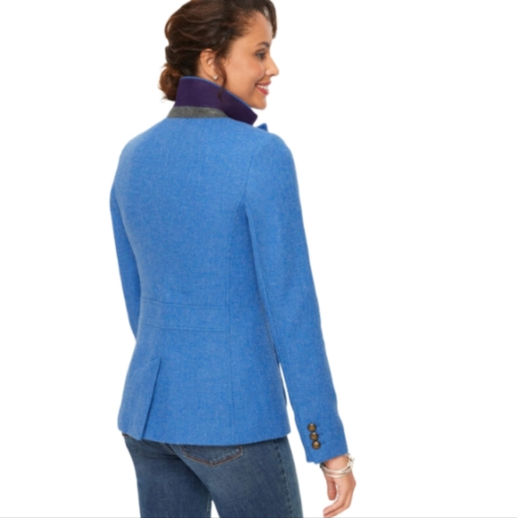 TALBOTS Wool Classic Bright Blue Felted Shetland Blazer Jacket - Picture 2 of 16